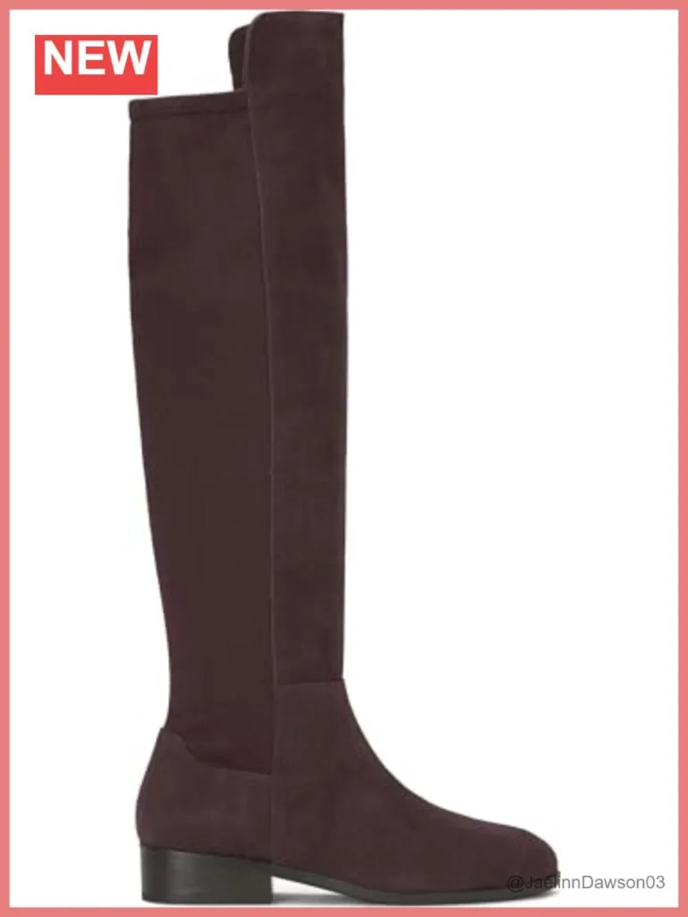 Suede Over-the-Knee Boots, Pull-On, Low Block Heel, Almond Toe, Equestrian Style